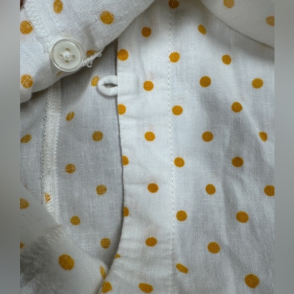 Anthropologie Maeve Linen Blend Louise Polka Dot Wrap Puff Sleeve Retro Top 4 - Picture 7 of 16